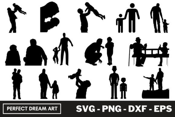 Download Father with Kids Silhouette Bundles - Silhouette Collection