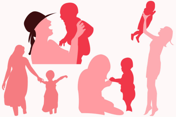 Download Mother and Child Vector Silhouette - Silhouette Collection