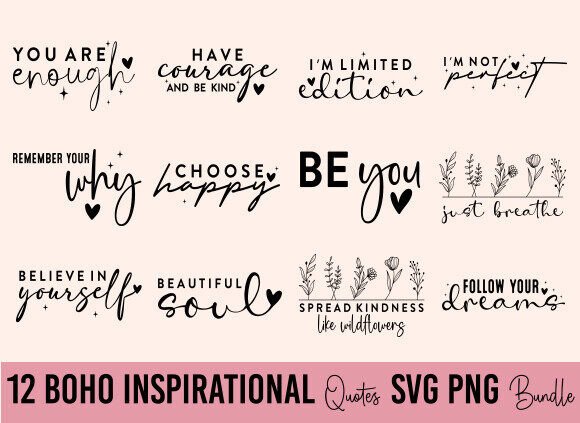 Download Boho Inspirational Quotes SVG PNG Bundle - Premium Resources