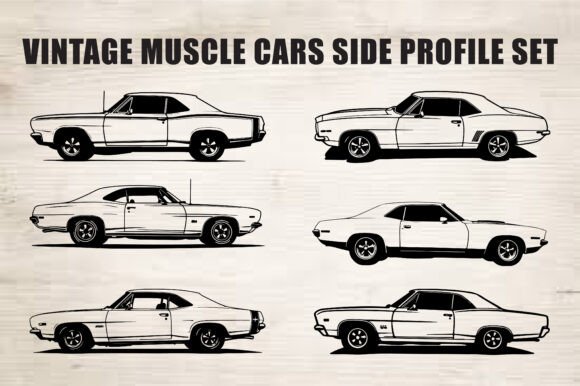 Download Classic Muscle Car Silhouette Set - Silhouette Collection
