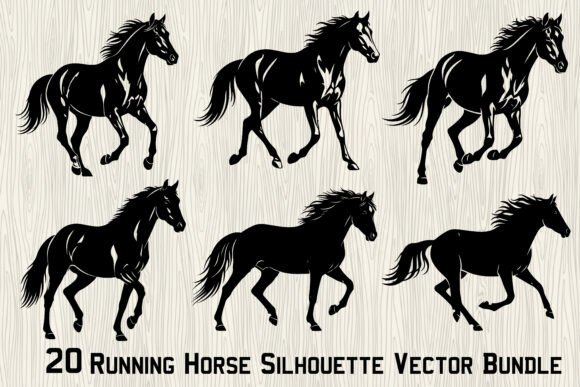 Download 20Running Horse Silhouette Vector Bundle - Silhouette Collection