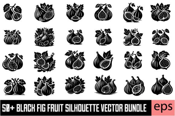 Download Black Fig Fruit Silhouette Vector Bundle - Silhouette Collection