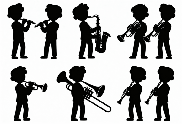 Download Musical Kids Silhouette Clipart - Silhouette Collection