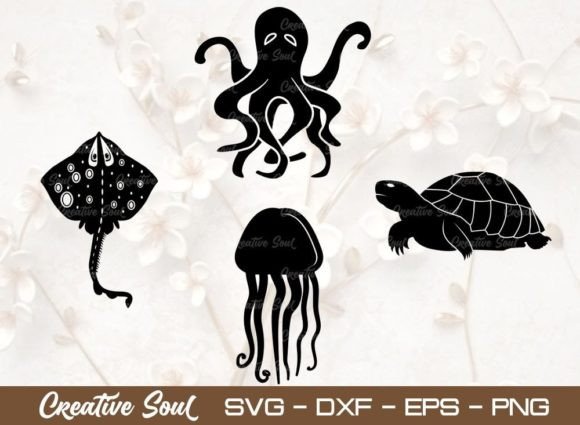 Download Sea Animal Silhouette SVG Bundle Cut - Silhouette Collection