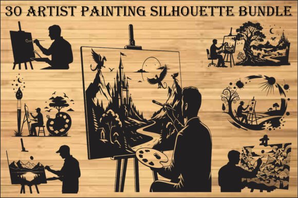 Download Artist Painting Silhouette Bundle - Silhouette Collection