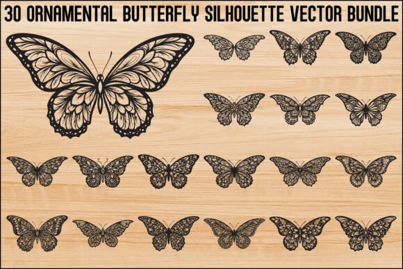 Download Ornamental Butterfly Silhouette Bundle - Silhouette Collection