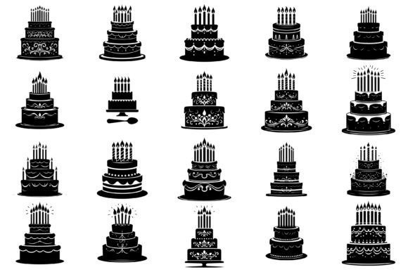 Download Cute Birthday Cake Silhouette Svg Bundle - Silhouette Collection