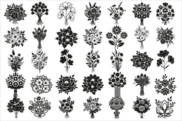 Download Elegant Floral Bouquet Silhouette - Silhouette Collection