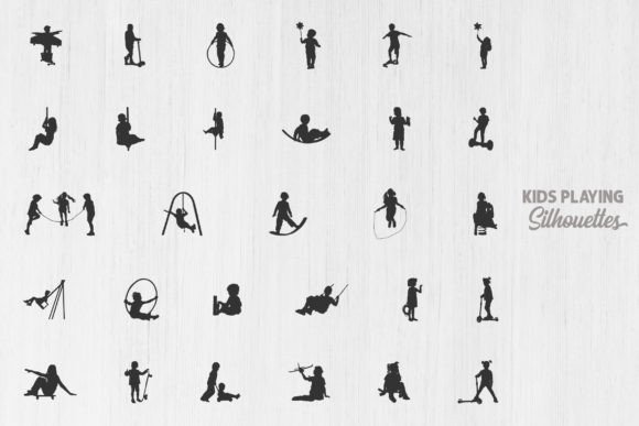 Download Kids Playing Silhouette, Kids Silhouette - Silhouette Collection