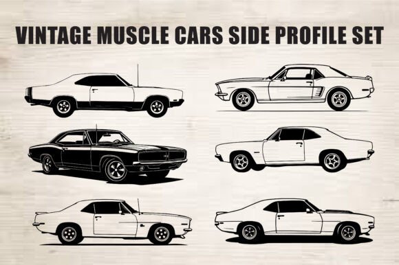 Download Classic Muscle Car Silhouette Set - Silhouette Collection