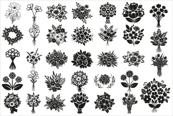 Download Elegant Floral Bouquet Silhouette - Silhouette Collection