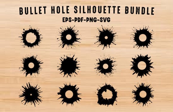 Download Bullet Hole SVG Silhouette Clipart Set - Silhouette Collection