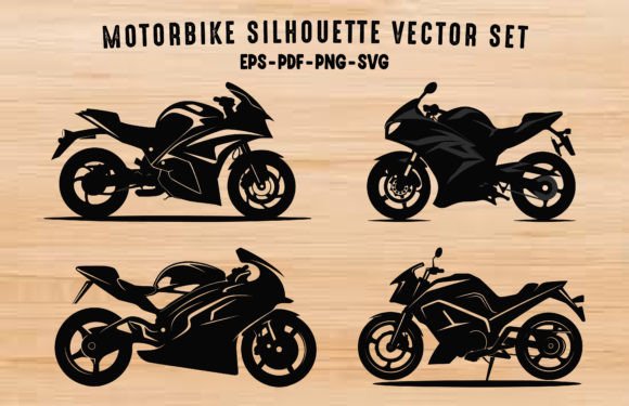 Download Motorbike Black Silhouette Vector Bundle - Silhouette Collection