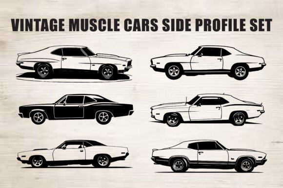 Download Classic Muscle Car Silhouette Set - Silhouette Collection
