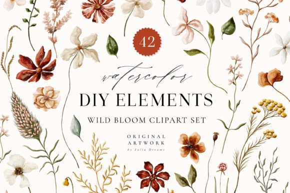 Download Wild Bloom Watercolor Digital Clipart - Bloom Collection