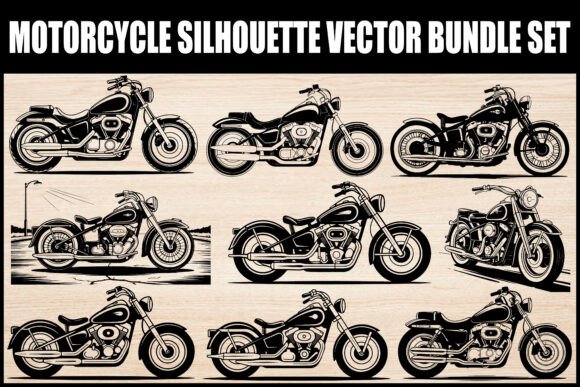 Download Motorcycle Silhouette Vector Bundle Set - Silhouette Collection