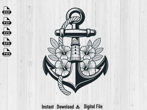 Download Floral Anchor SVG, Silhouette Cut Files - Silhouette Collection