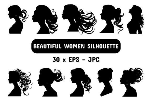Download Beautiful Women Silhouette Set Bundle - Silhouette Collection