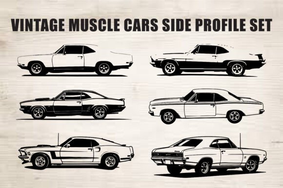Download Classic Muscle Car Silhouette Set - Silhouette Collection