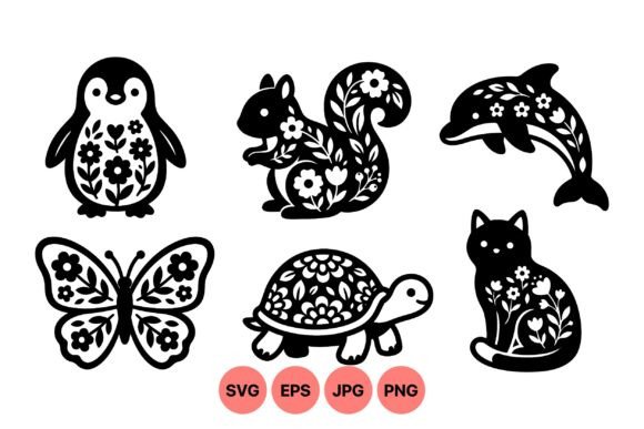 Download Floral Animal Silhouette SVG Art - Silhouette Collection