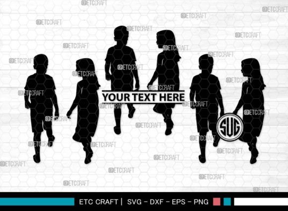Download Girls and Boys Monogram, Kids Silhouette - Silhouette Collection