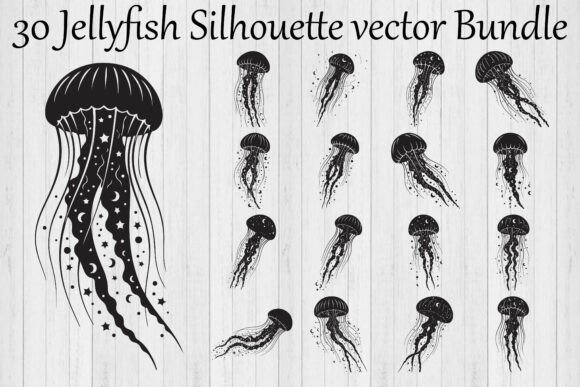 Download Jellyfish Silhouette Vector Bundle - Silhouette Collection