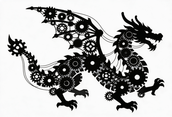Download Steampunk Dragon Gear Silhouette Clipart - Silhouette Collection