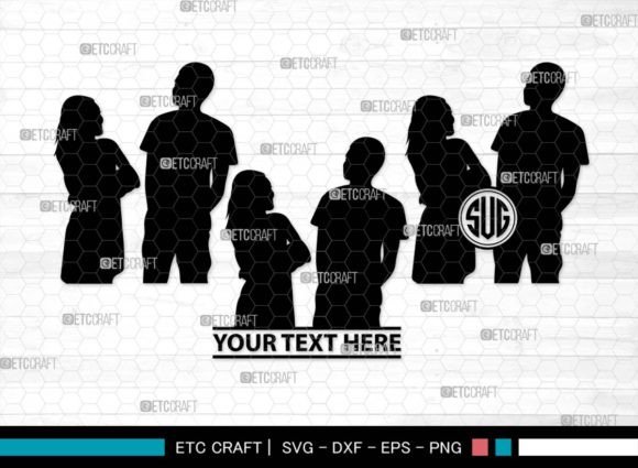 Download Girls and Boys Monogram, Kids Silhouette - Silhouette Collection