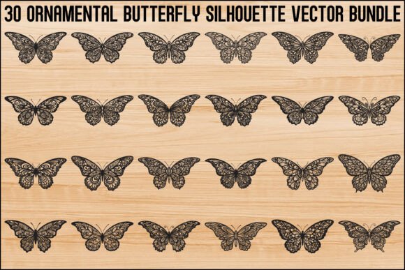 Download Ornamental Butterfly Silhouette Bundle - Silhouette Collection
