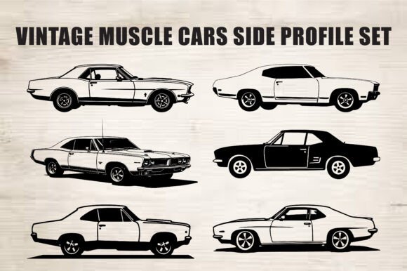 Download Classic Muscle Car Silhouette Set - Silhouette Collection