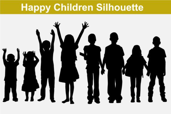 Download Happy Cute Children Silhouette - Silhouette Collection