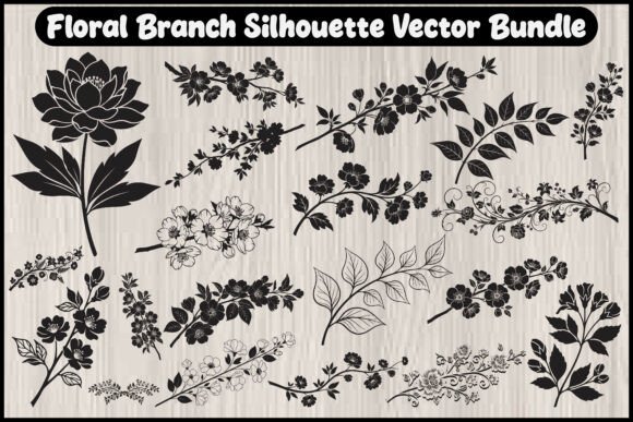 Download Floral Branch Silhouette Vector Bundle - Silhouette Collection