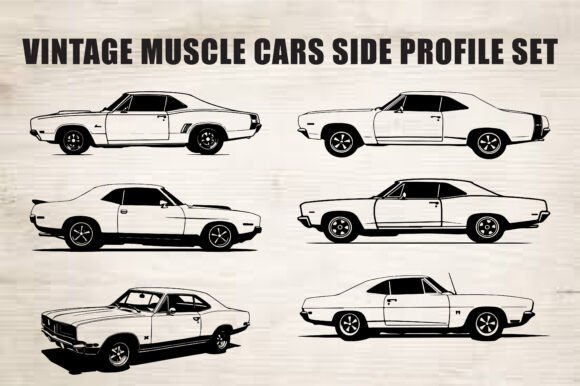 Download Classic Muscle Car Silhouette Set - Silhouette Collection