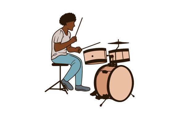 Download African-American Playing Drums Male - Premium Bundle