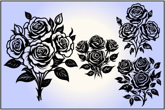 Download Rose Flower Bouquet Silhouette - Silhouette Collection