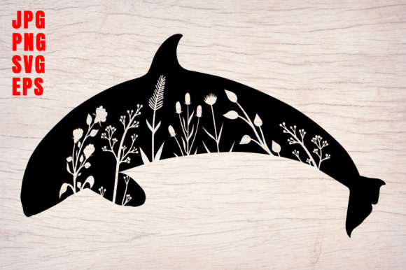 Download Dolphin Design Floral Silhouette Clipart - Silhouette Collection