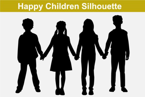 Download Happy Cute Children Silhouette - Silhouette Collection