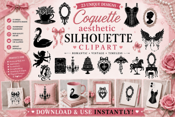 Download Coquette Aesthetic Silhouette Clipart - Silhouette Collection