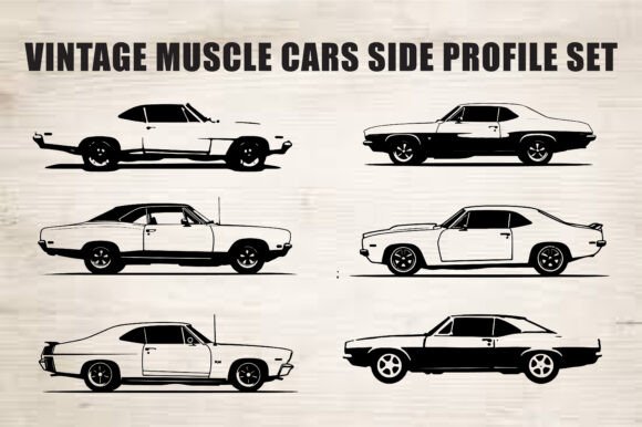 Download Classic Muscle Car Silhouette Set - Silhouette Collection