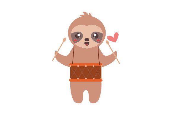 Download Sloth Playing Drums, Kawaii Style - Premium Resources
