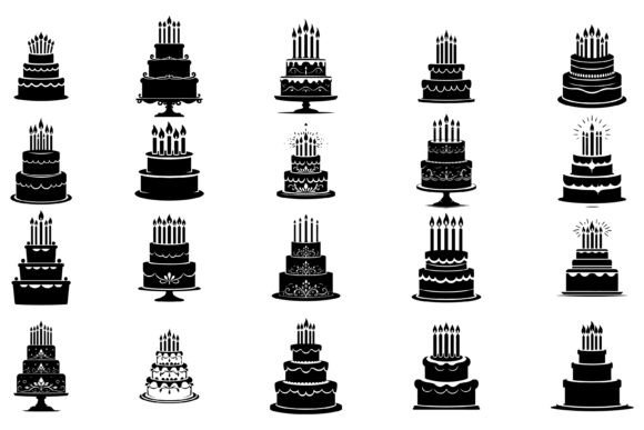 Download Cute Birthday Cake Silhouette Svg Bundle - Silhouette Collection