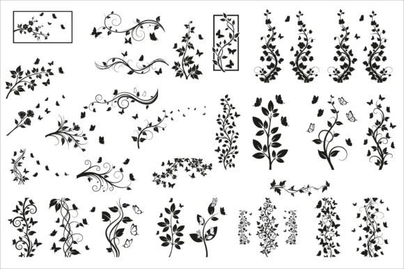 Download Vertical Floral Vine Silhouette - Silhouette Collection