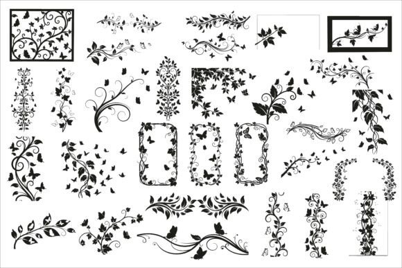 Download Vertical Floral Vine Silhouette - Silhouette Collection