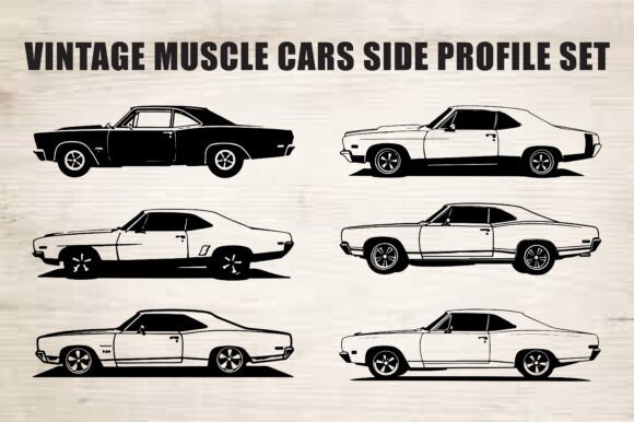 Download Classic Muscle Car Silhouette Set - Silhouette Collection