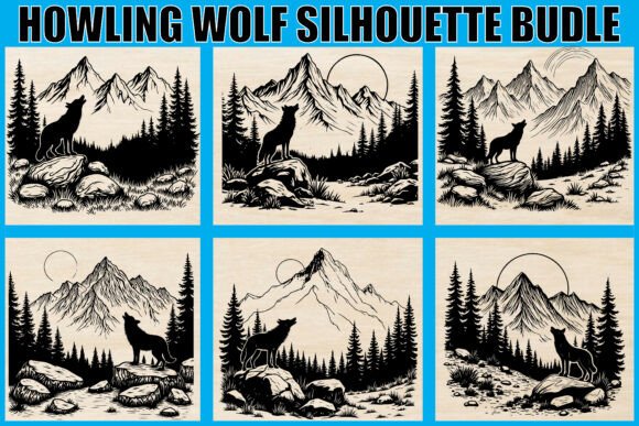 Download Howling Wolf Silhouette SVG Bundle - Silhouette Collection