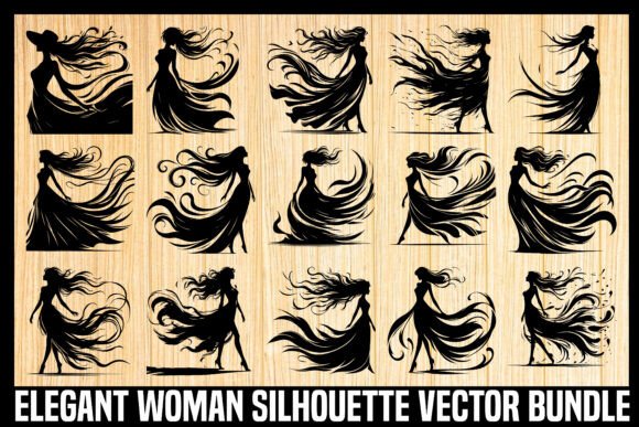 Download Elegant Woman Silhouette Vector Bundle - Silhouette Collection