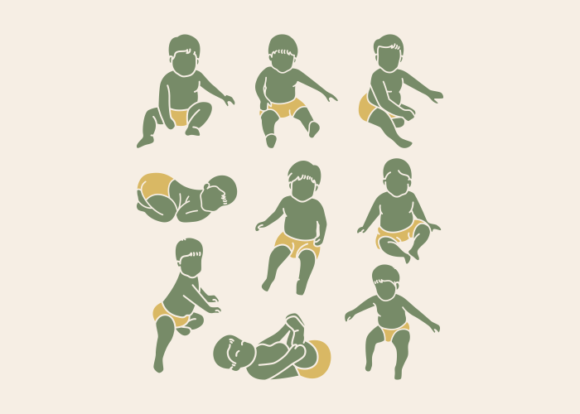 Download Cute Baby Kids Silhouette Vector - Silhouette Collection