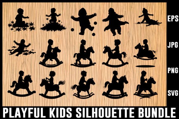 Download Playful Kids Silhouette Vector Bundle - Silhouette Collection