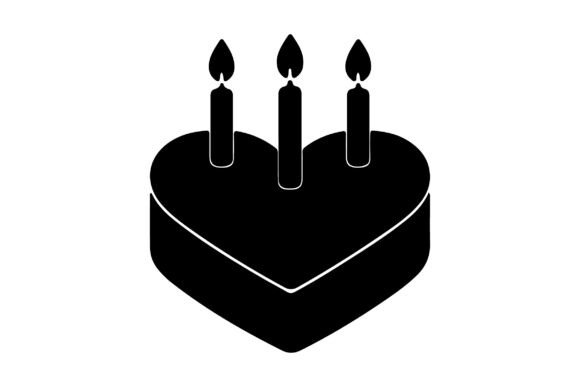 Download Heart Birthday Cake SVG PNG Silhouette - Silhouette Collection