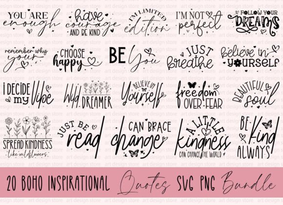 Download Boho Inspirational Quotes SVG PNG Bundle - Premium Resources